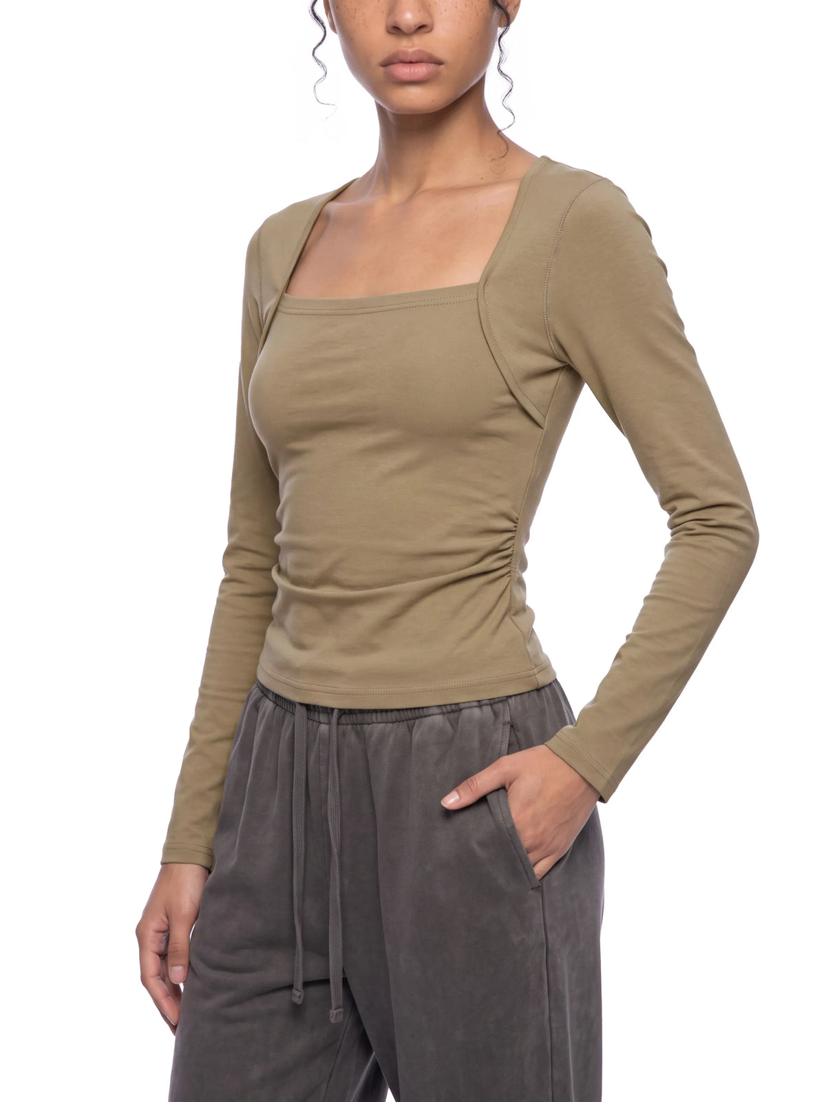 Ruched Long Sleeve T-Shirt