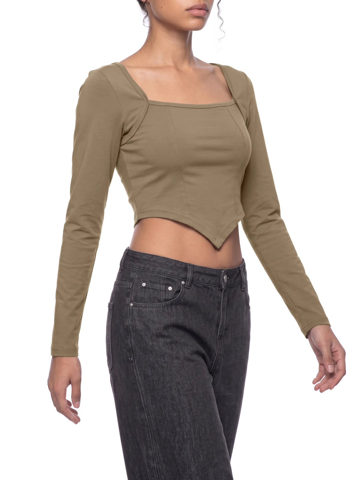 Square Neck Cropped T-Shirt
