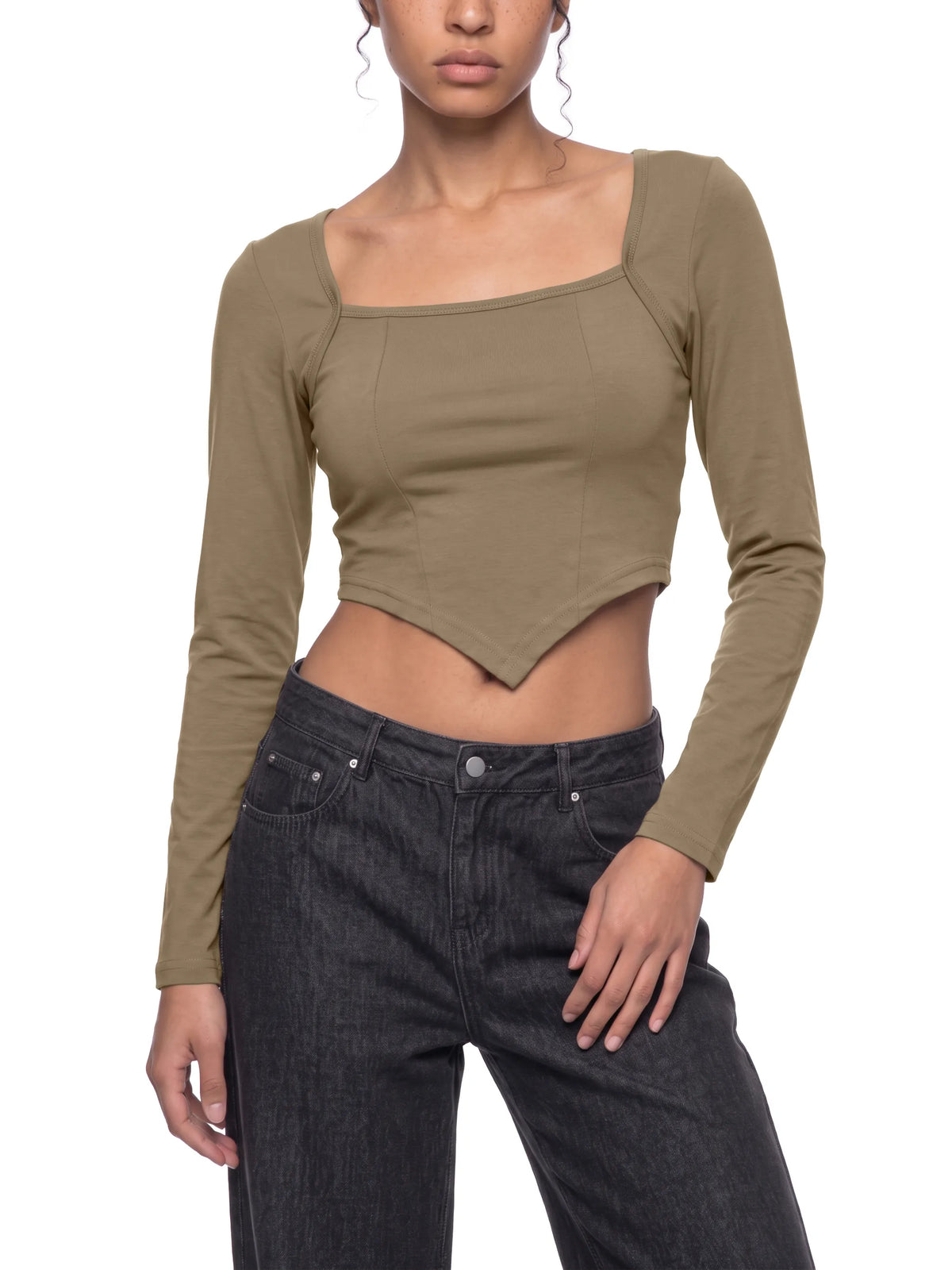 Square Neck Cropped T-Shirt