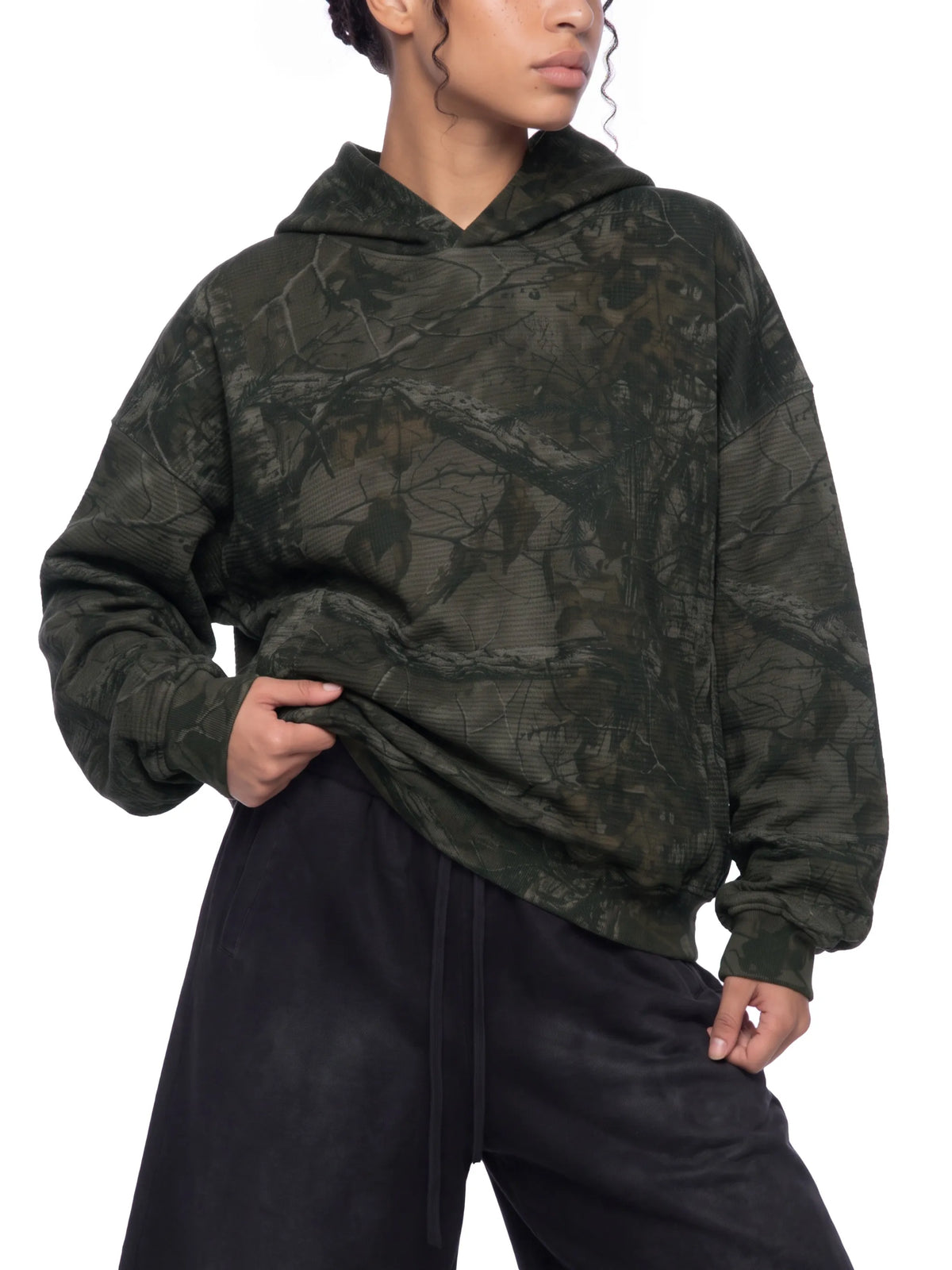 Waffle Tree Camo Boxy Hoodie