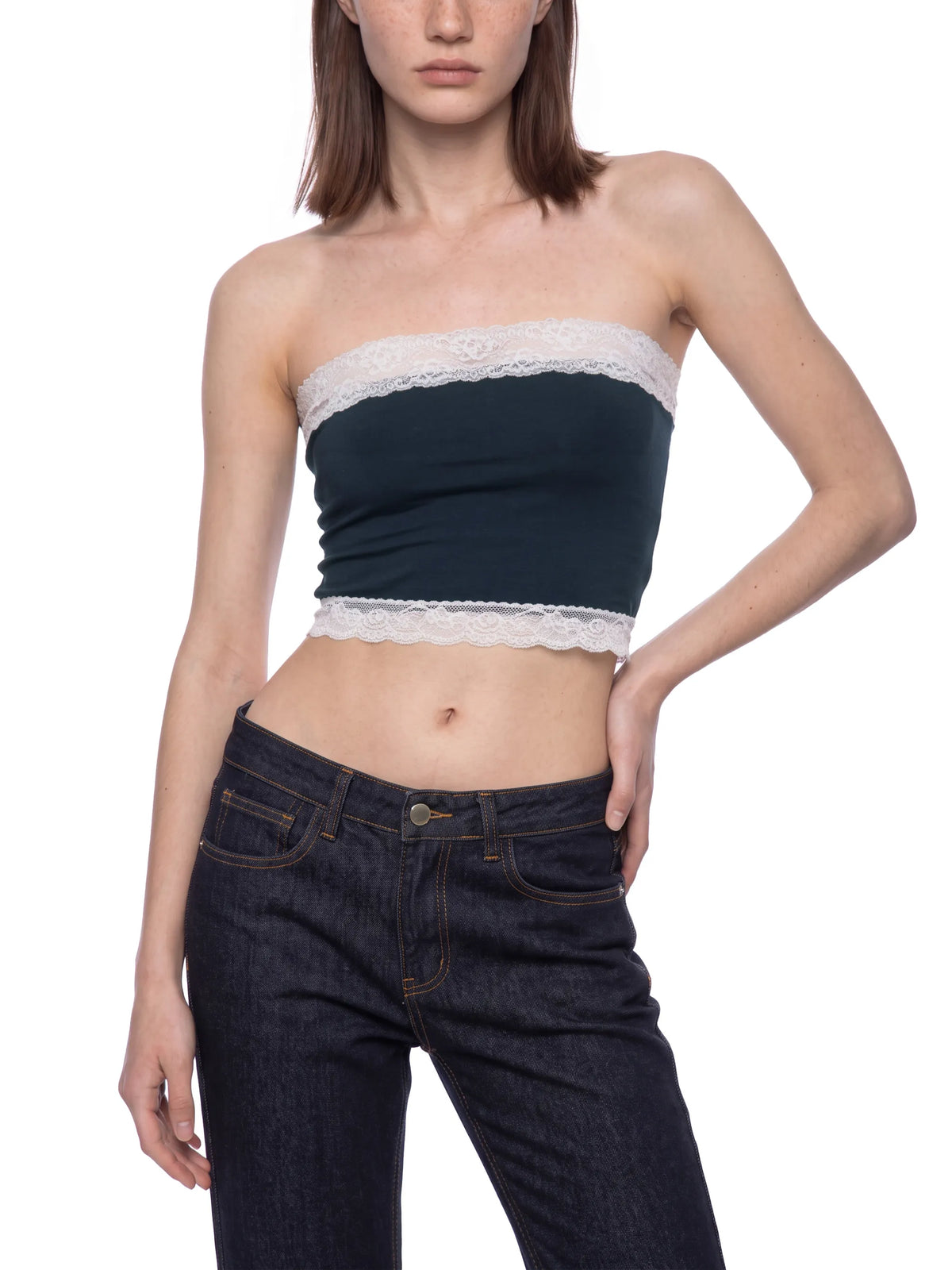 Cropped Paneled Tube Top