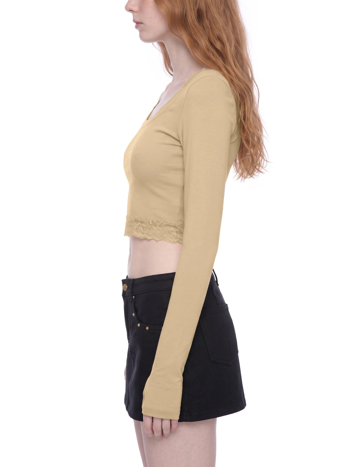 Lace Trim Long Sleeve T-Shirt