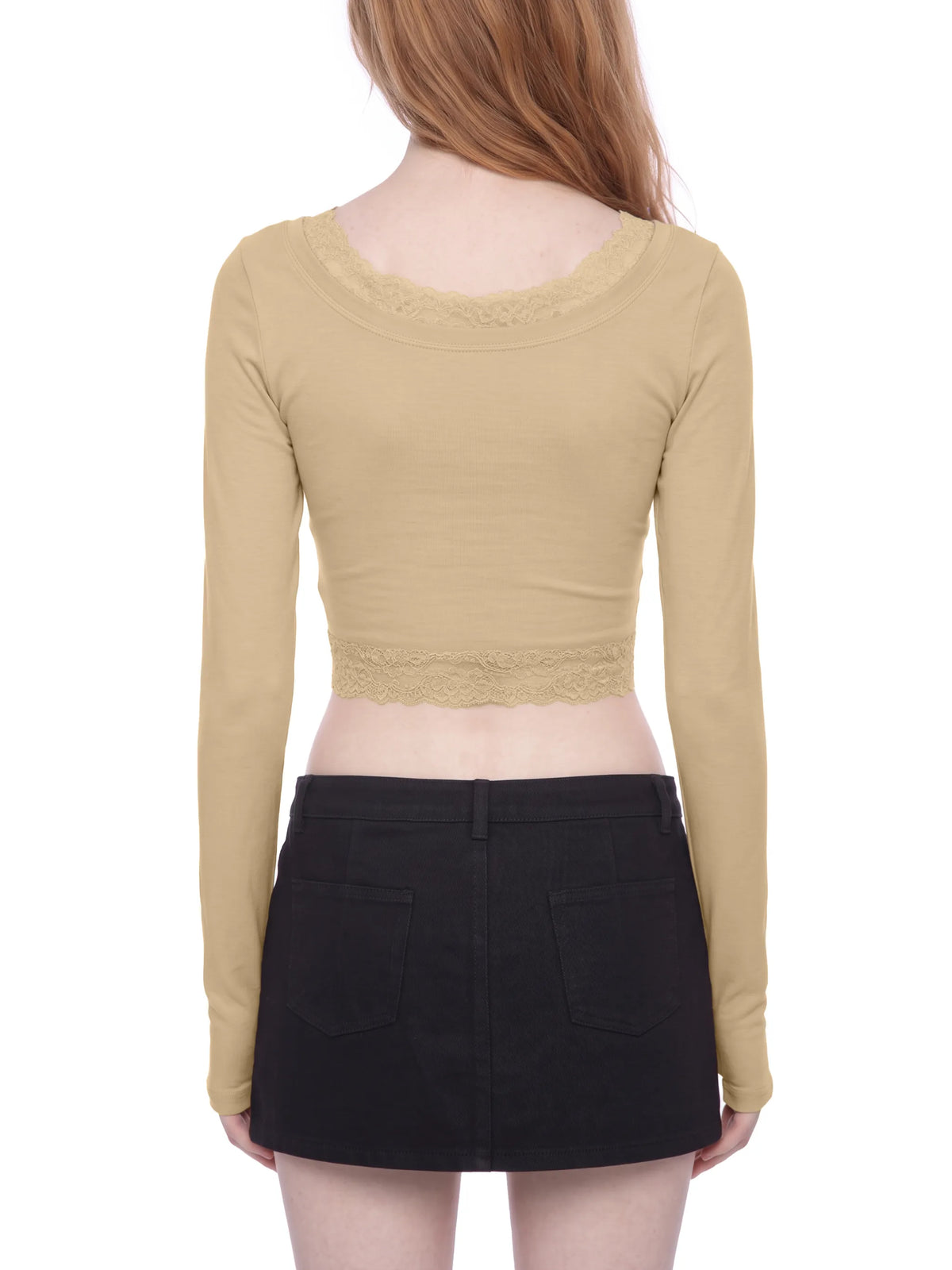 Lace Trim Long Sleeve T-Shirt