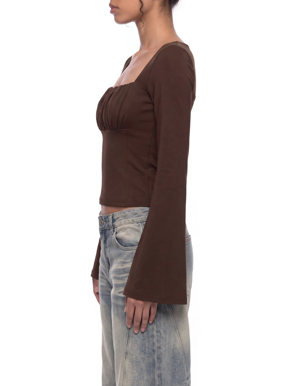 Ruched Bell Sleeve T-Shirt