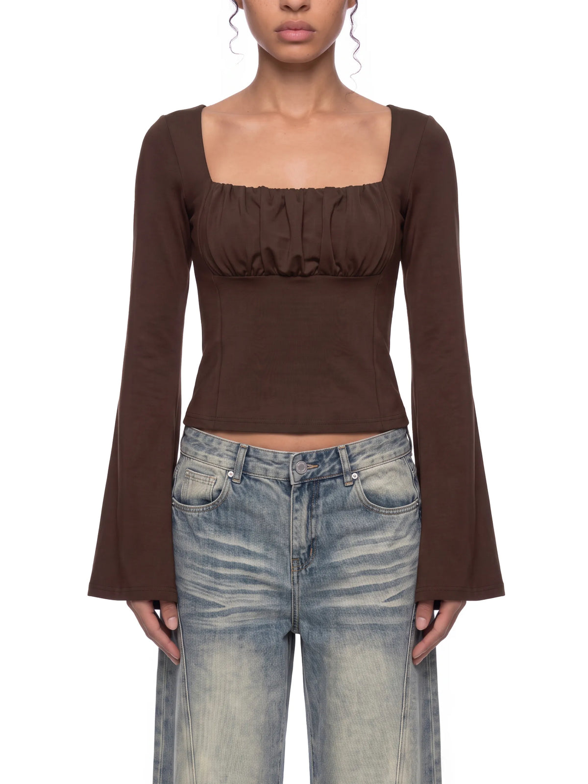 Ruched Bell Sleeve T-Shirt